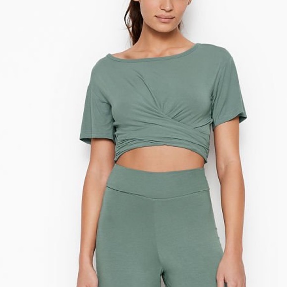 VICTORIAS SECRET teal modal heavenly crop top size small - Picture 3 of 11